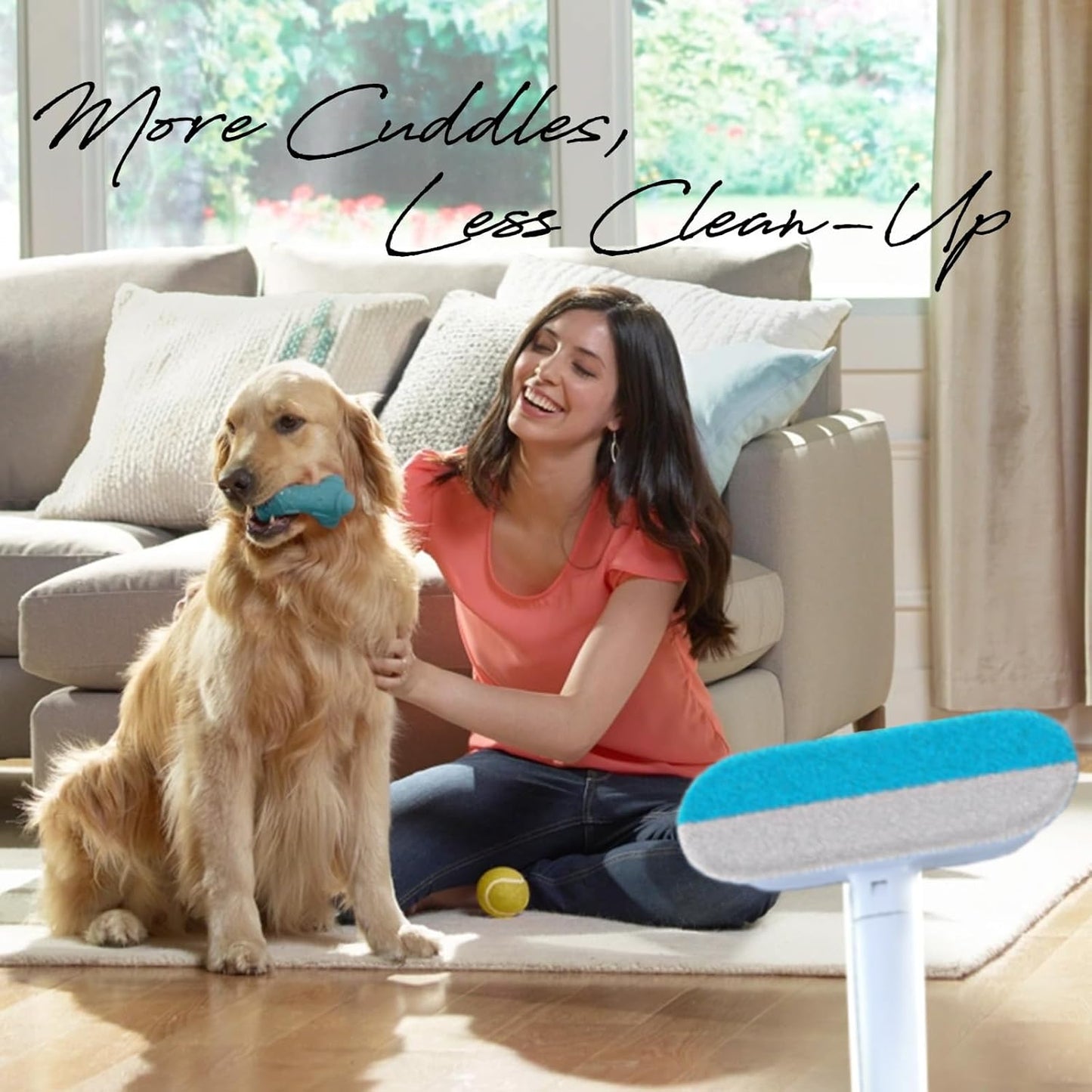 Washable pet hair removal tool with retractable handle