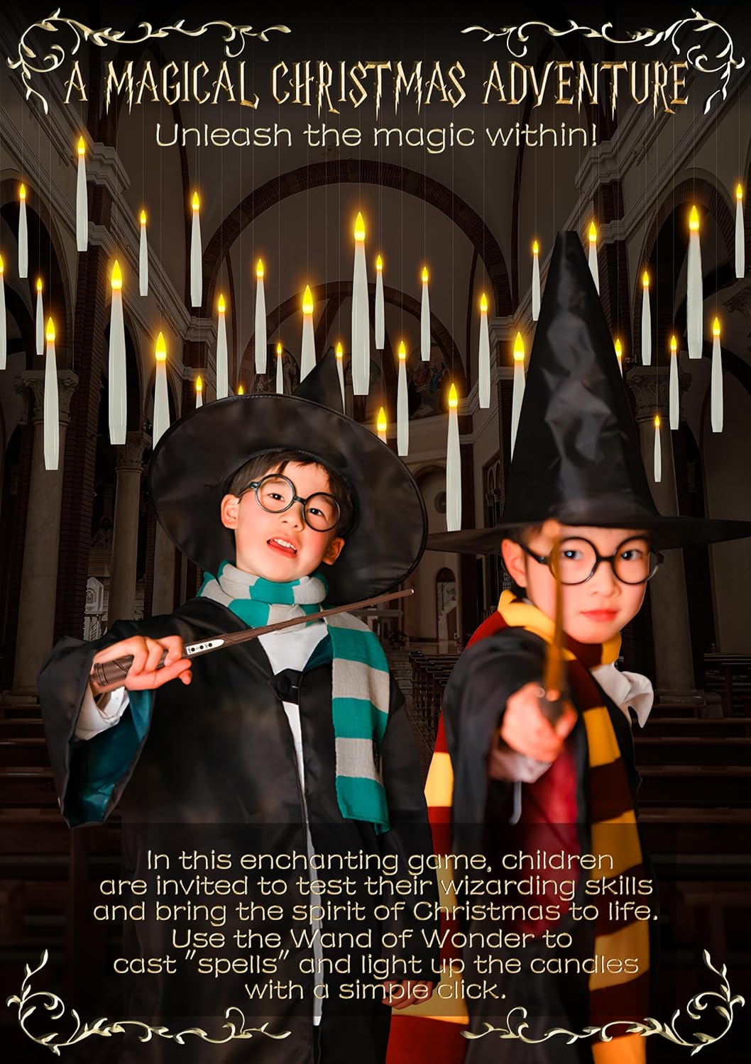 🎅Christmas 🎁Decoration 14 Pieces Floating Candles, Battery Operated Window LED Candles with Wand Remote Control