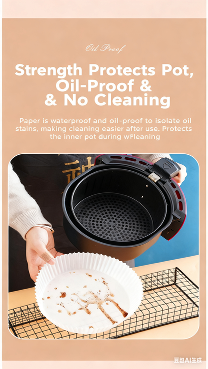 Air fryer paper mats, 150 pieces per pack, disposable microwave/air fryer mats, non-stick, bleach-free (9-inch).