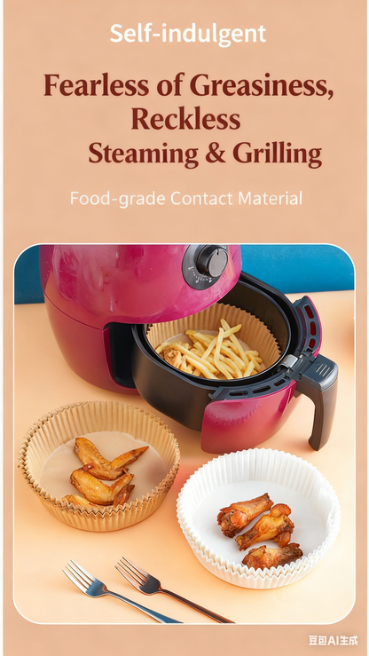 Air fryer paper mats, 150 pieces per pack, disposable microwave/air fryer mats, non-stick, bleach-free (9-inch).