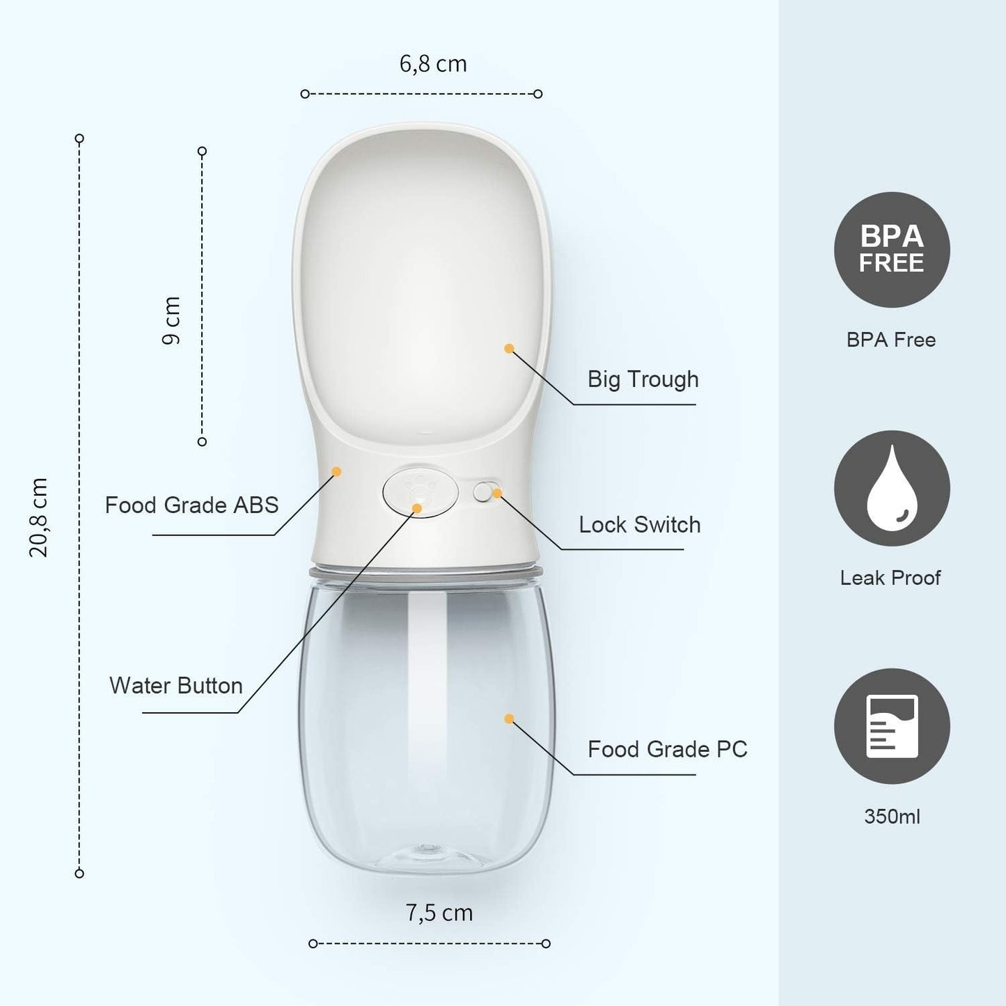 Portable Pet Travel Water Bottle for Cats and Dogs