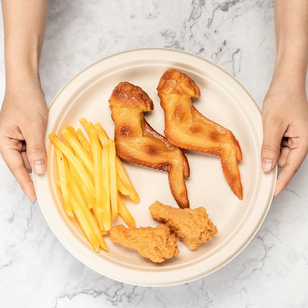 Disposable Paper Plates 9 Inch [Pack of 100], Durable Biodegradable Paper Plates, Eco-Friendly Compostable