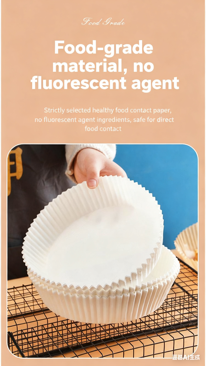 Air fryer paper mats, 150 pieces per pack, disposable microwave/air fryer mats, non-stick, bleach-free (9-inch).