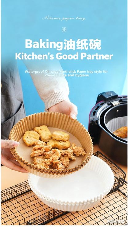 Air fryer paper mats, 150 pieces per pack, disposable microwave/air fryer mats, non-stick, bleach-free (9-inch).