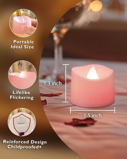 24 flickering flameless candles, simulated LED tea candles, suitable for various festival and event venues.
