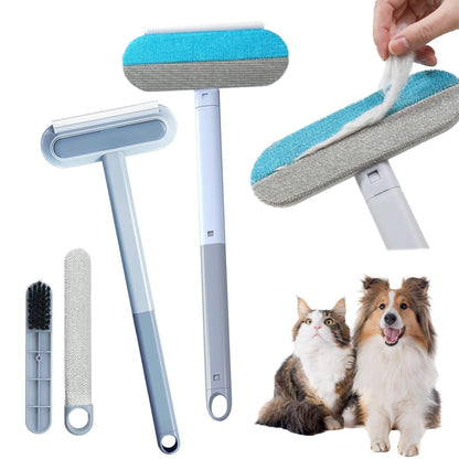 Washable pet hair removal tool with retractable handle
