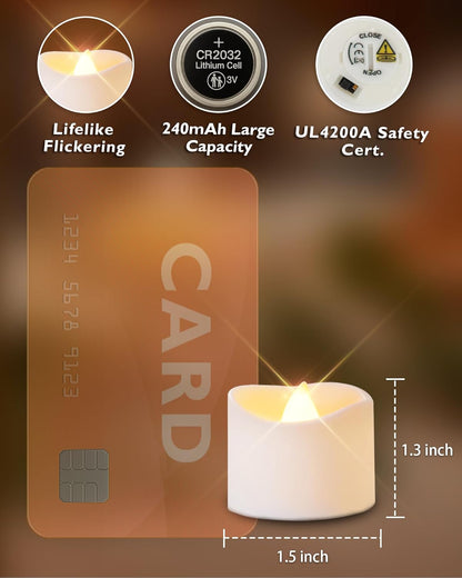 24 flickering flameless candles, simulated LED tea candles, suitable for various festival and event venues.