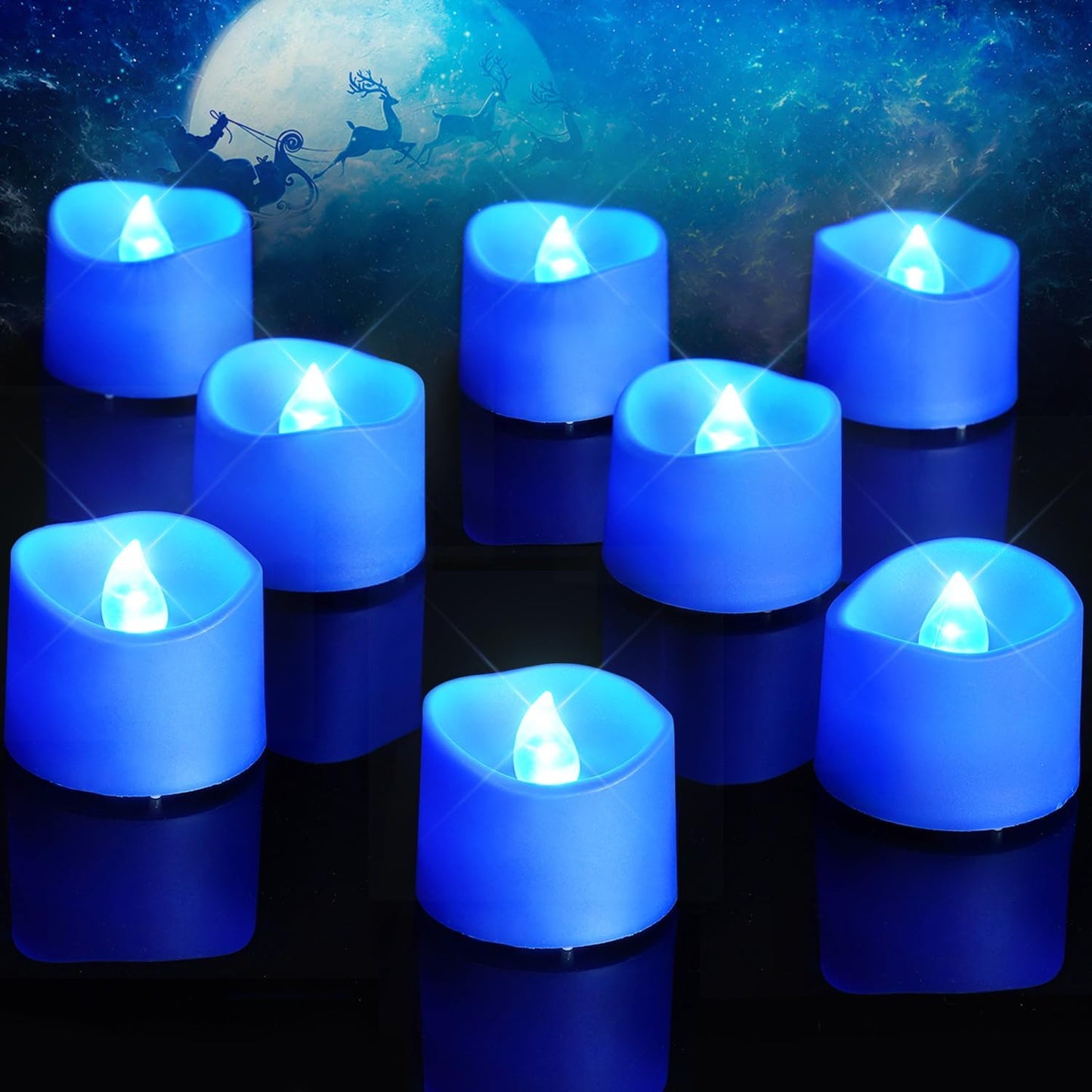 24 flickering flameless candles, simulated LED tea candles, suitable for various festival and event venues.