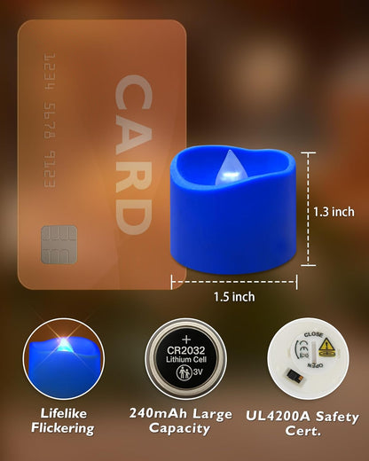 24 flickering flameless candles, simulated LED tea candles, suitable for various festival and event venues.