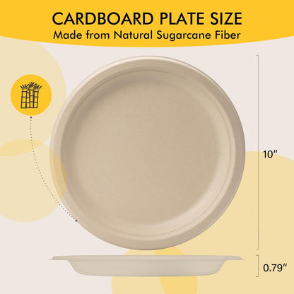 Disposable Paper Plates 9 Inch [Pack of 100], Durable Biodegradable Paper Plates, Eco-Friendly Compostable