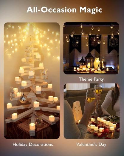 24 flickering flameless candles, simulated LED tea candles, suitable for various festival and event venues.