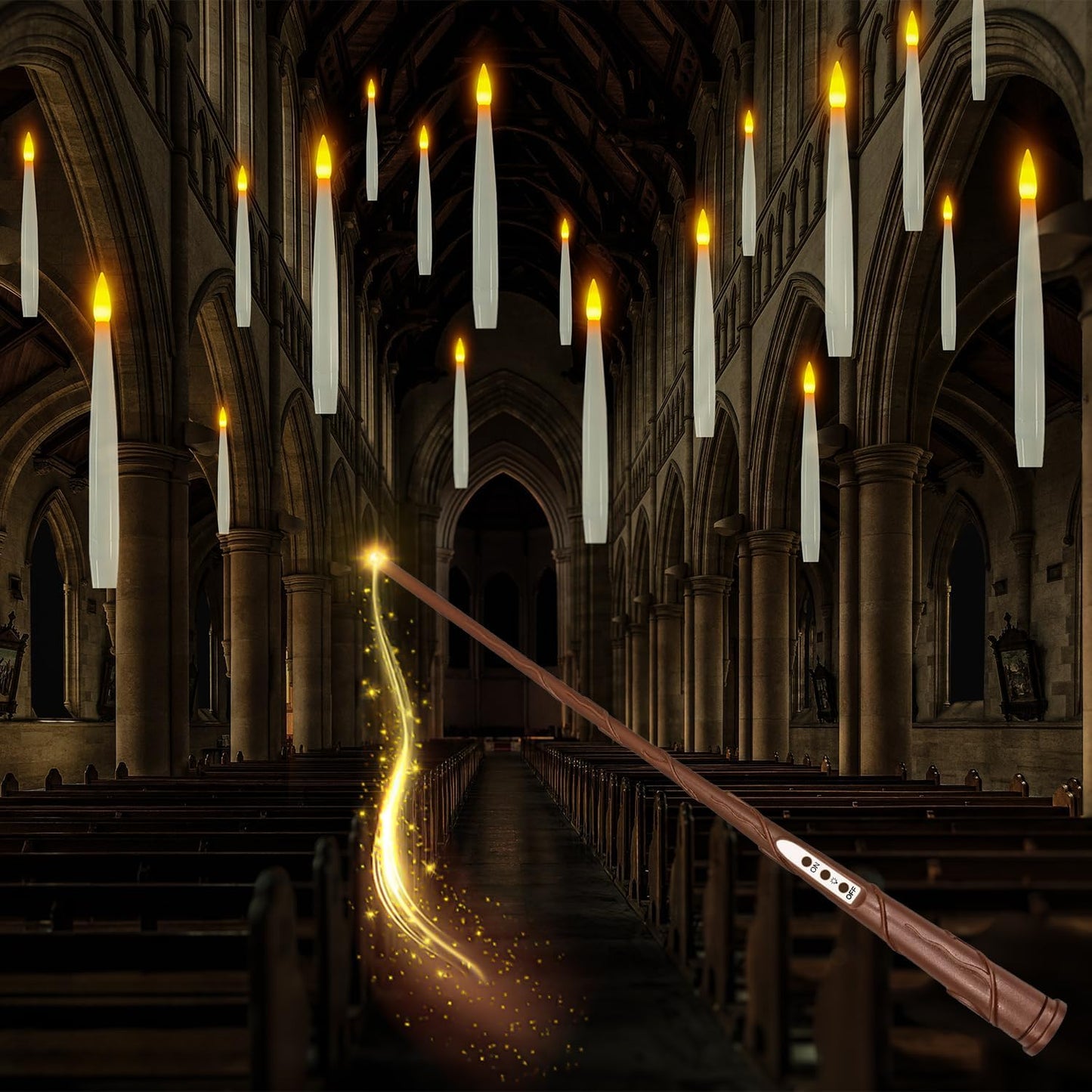 🎅Christmas 🎁Decoration 14 Pieces Floating Candles, Battery Operated Window LED Candles with Wand Remote Control