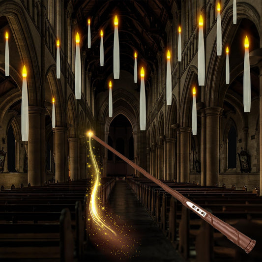 🎅Christmas 🎁Decoration 14 Pieces Floating Candles, Battery Operated Window LED Candles with Wand Remote Control