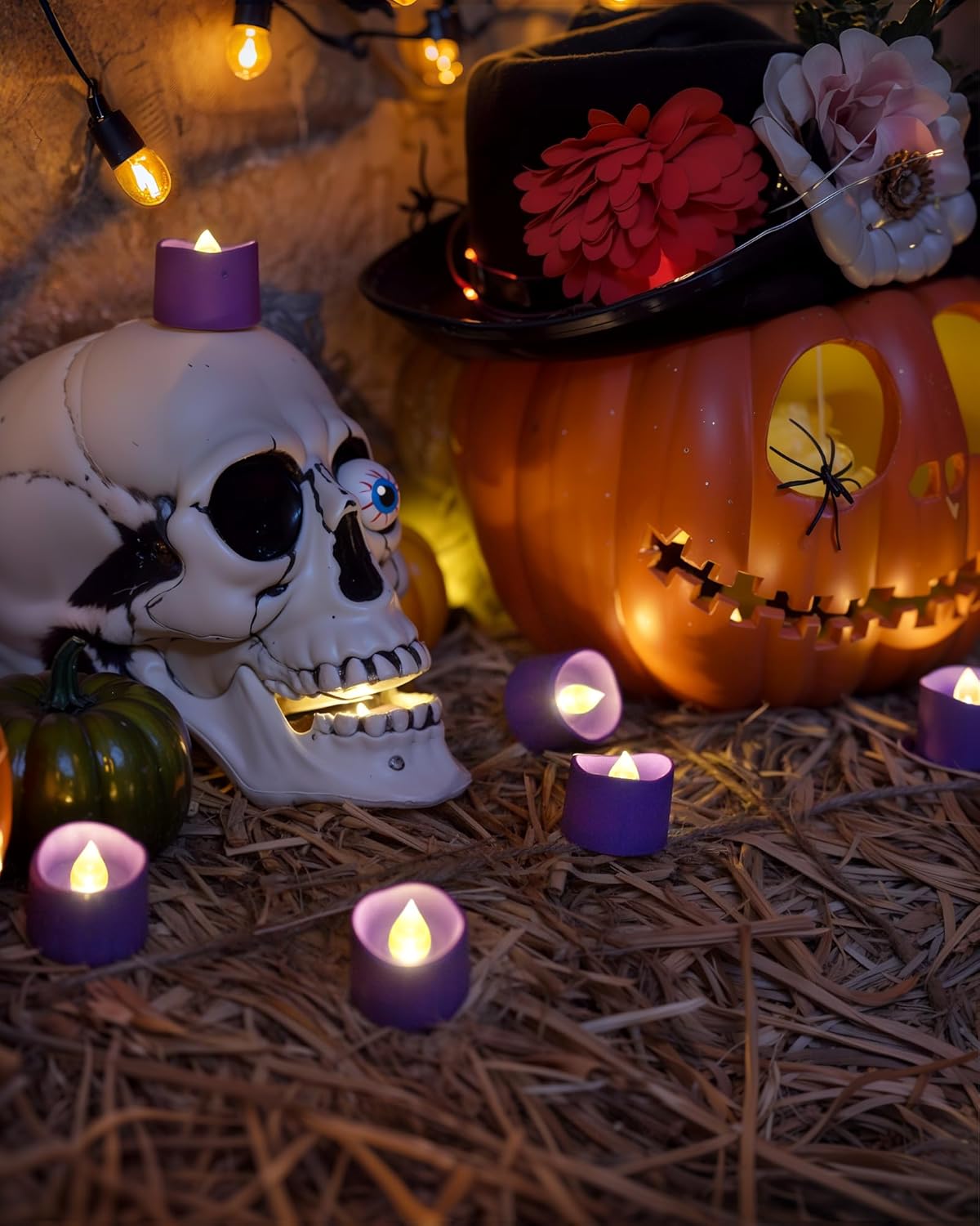 24 flickering flameless candles, simulated LED tea candles, suitable for various festival and event venues.