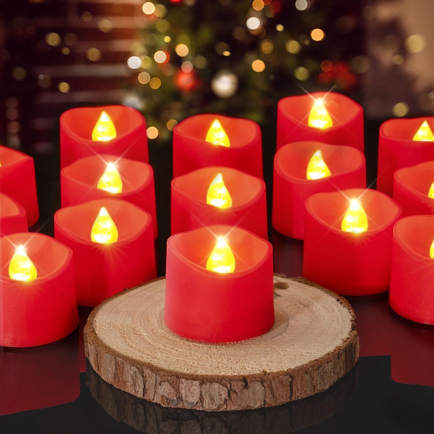 24 flickering flameless candles, simulated LED tea candles, suitable for various festival and event venues.