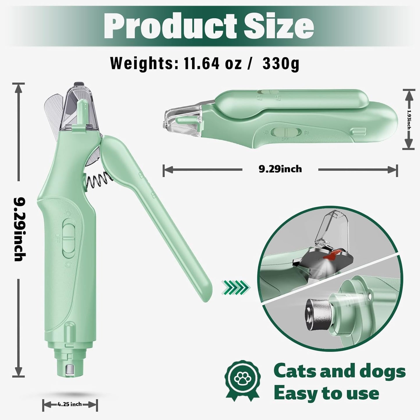 Pet Nail Clippers and Cat Nail Clippers Trimmer with LED Light