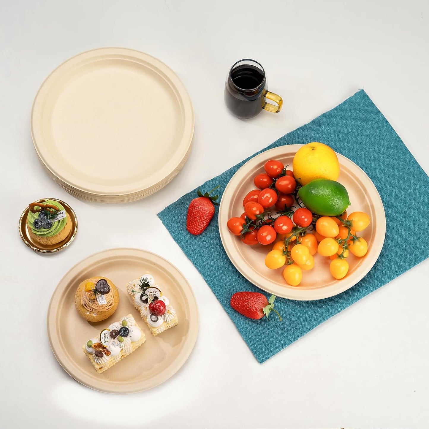 Disposable Paper Plates 9 Inch [Pack of 100], Durable Biodegradable Paper Plates, Eco-Friendly Compostable