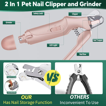 Pet Nail Clippers and Cat Nail Clippers Trimmer with LED Light