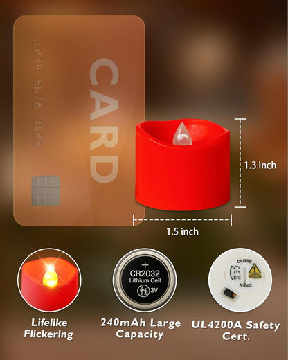 24 flickering flameless candles, simulated LED tea candles, suitable for various festival and event venues.