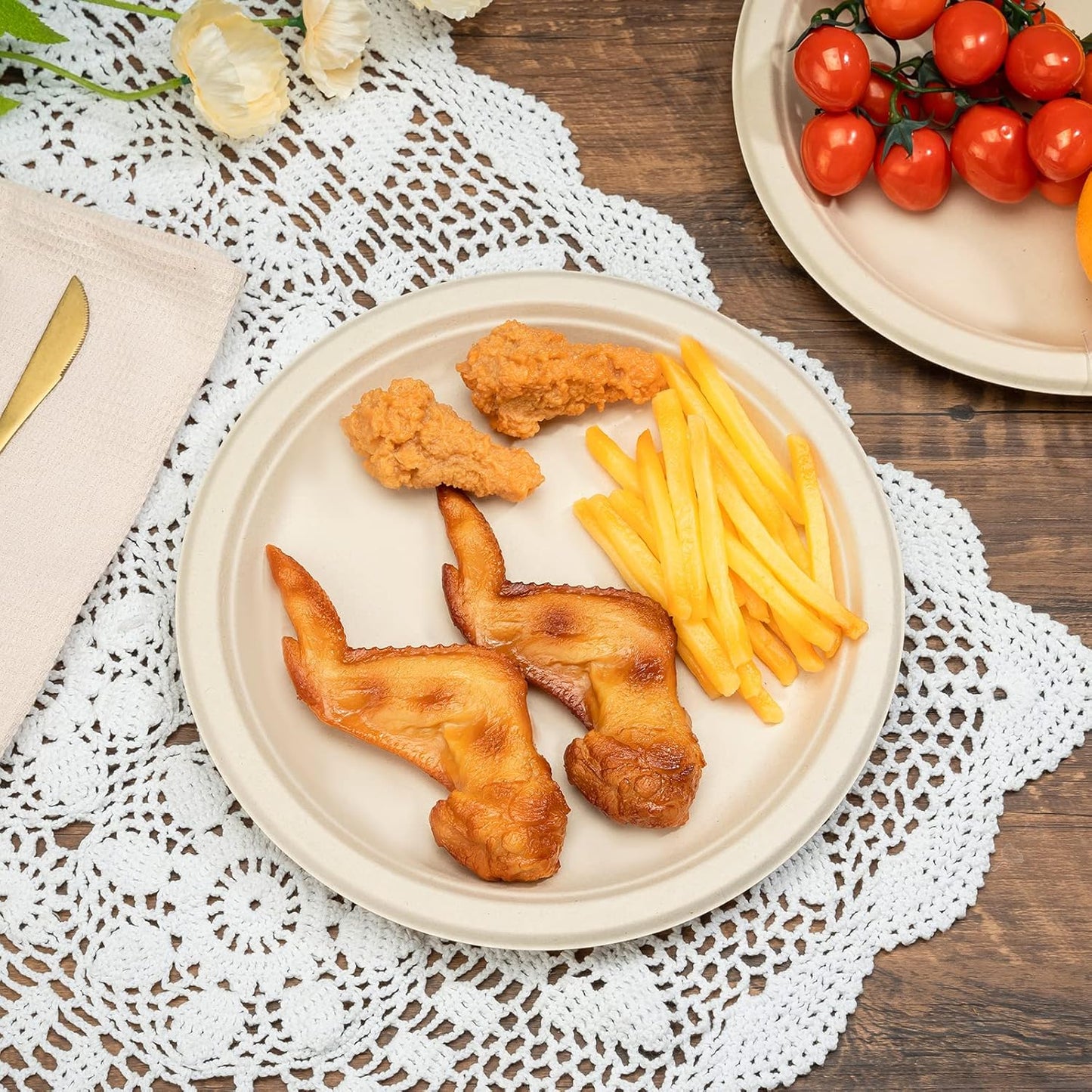 Disposable Paper Plates 9 Inch [Pack of 100], Durable Biodegradable Paper Plates, Eco-Friendly Compostable