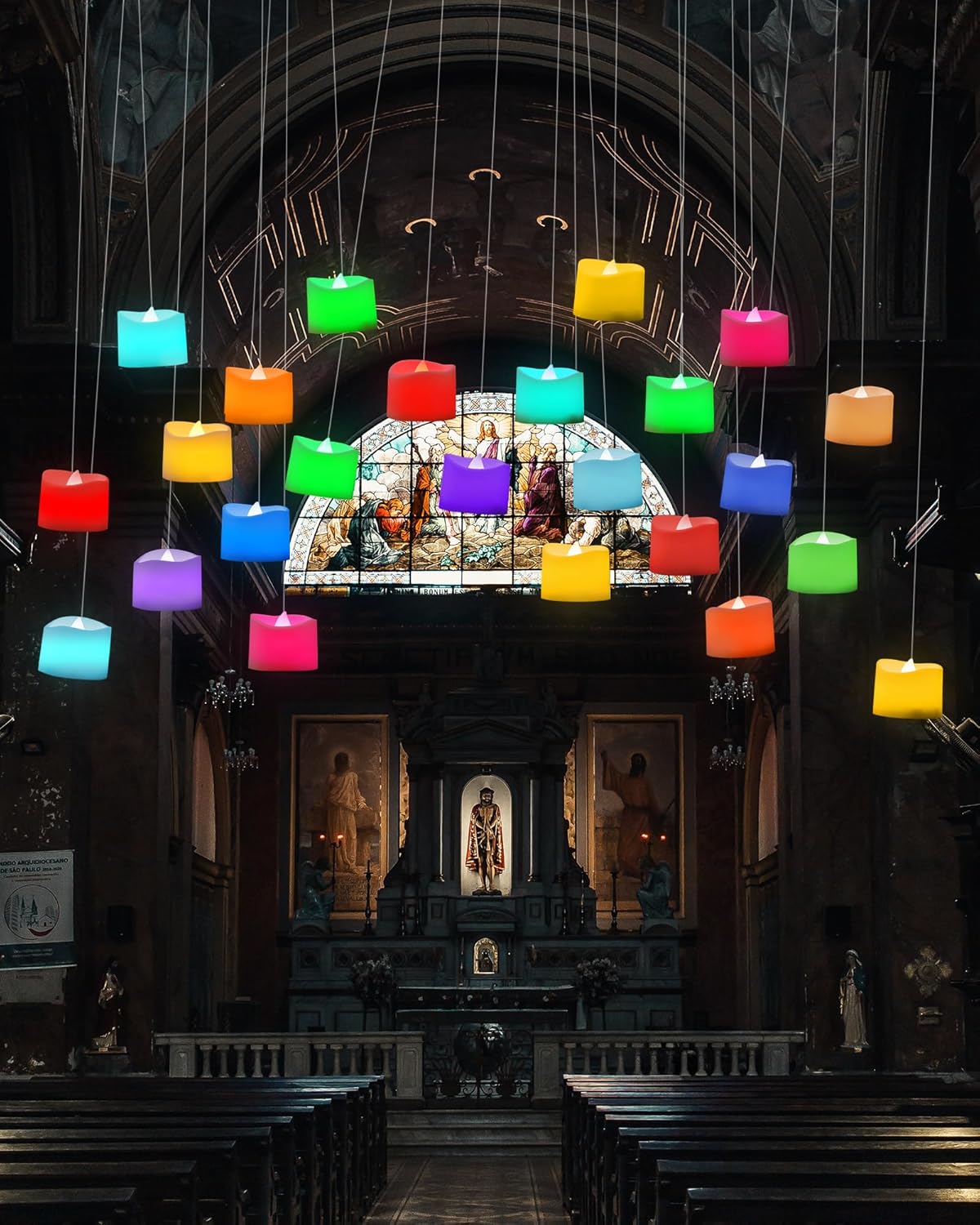 24 flickering flameless candles, simulated LED tea candles, suitable for various festival and event venues.