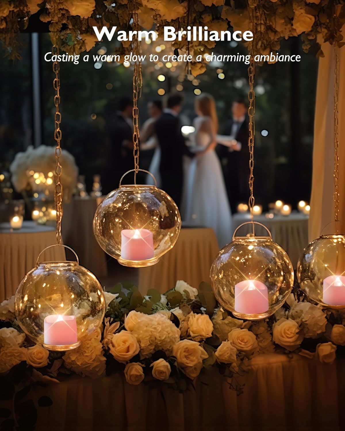 24 flickering flameless candles, simulated LED tea candles, suitable for various festival and event venues.