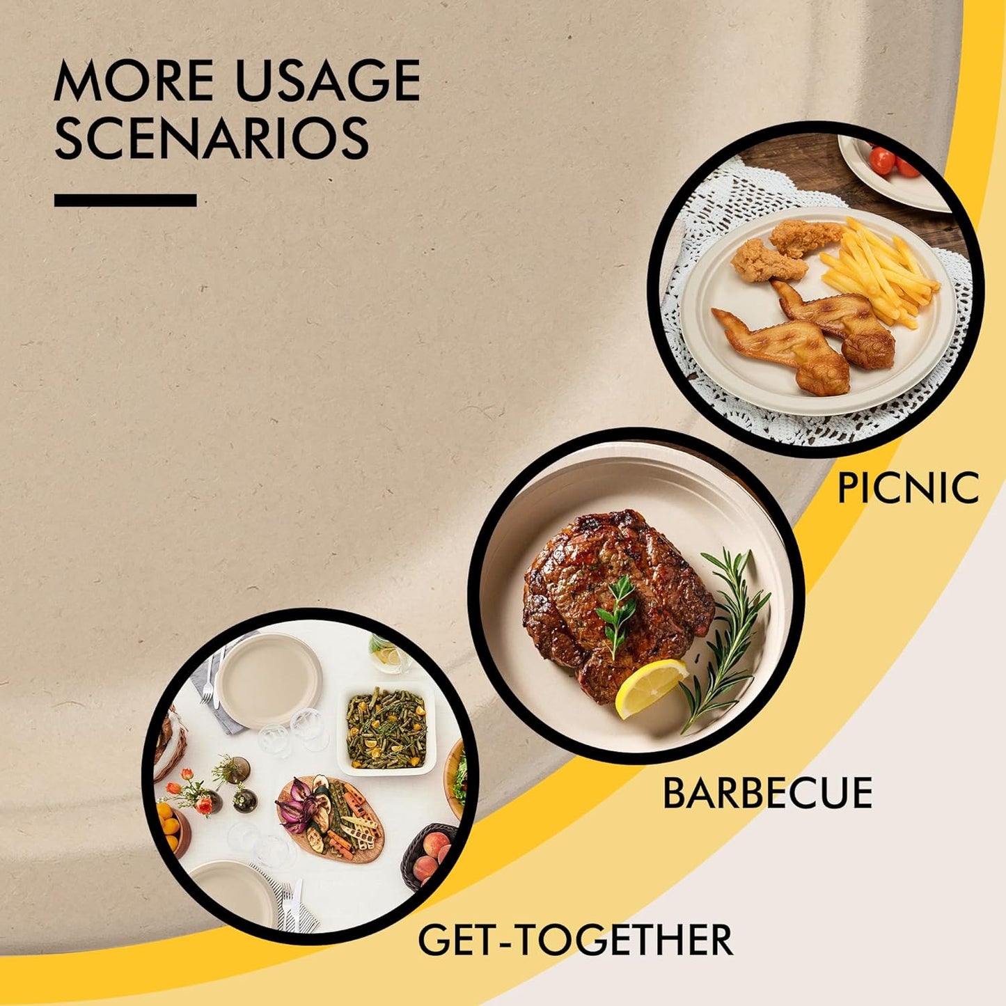 Disposable Paper Plates 9 Inch [Pack of 100], Durable Biodegradable Paper Plates, Eco-Friendly Compostable