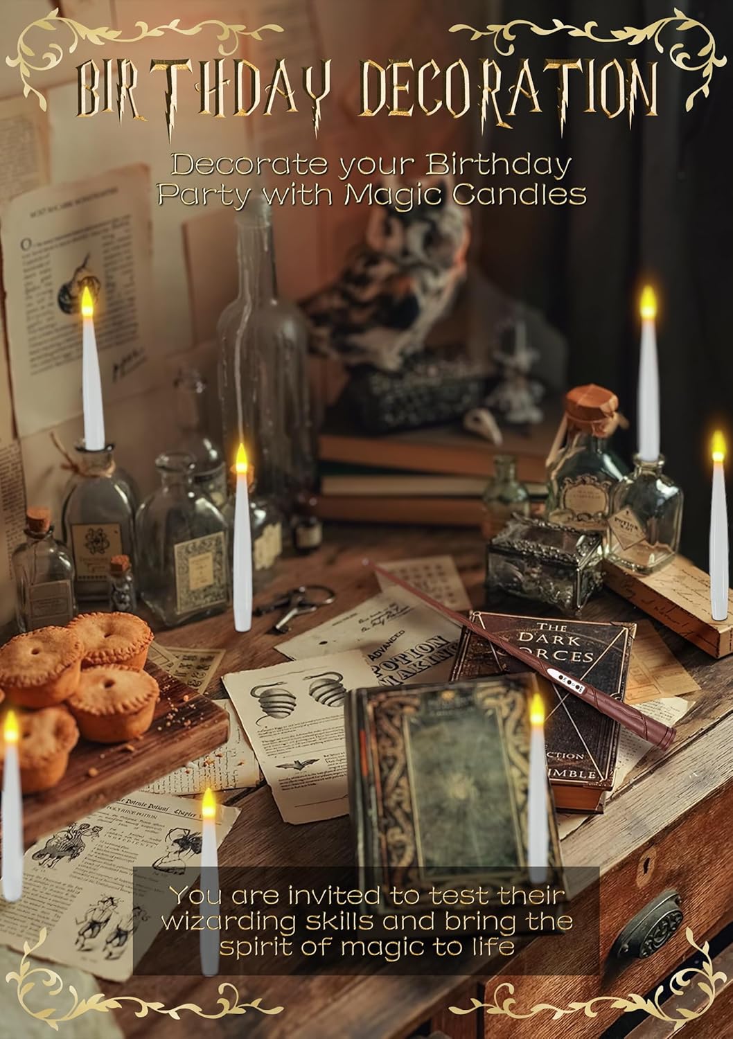 🎅Christmas 🎁Decoration 14 Pieces Floating Candles, Battery Operated Window LED Candles with Wand Remote Control