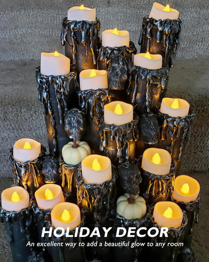 24 flickering flameless candles, simulated LED tea candles, suitable for various festival and event venues.