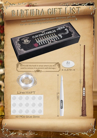 🎅Christmas 🎁Decoration 14 Pieces Floating Candles, Battery Operated Window LED Candles with Wand Remote Control