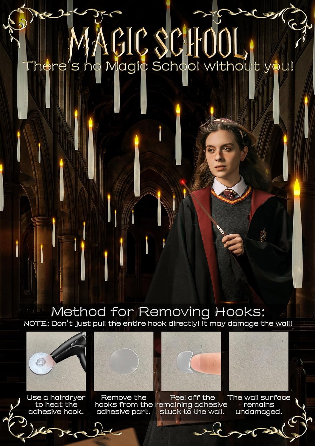 🎅Christmas 🎁Decoration 14 Pieces Floating Candles, Battery Operated Window LED Candles with Wand Remote Control