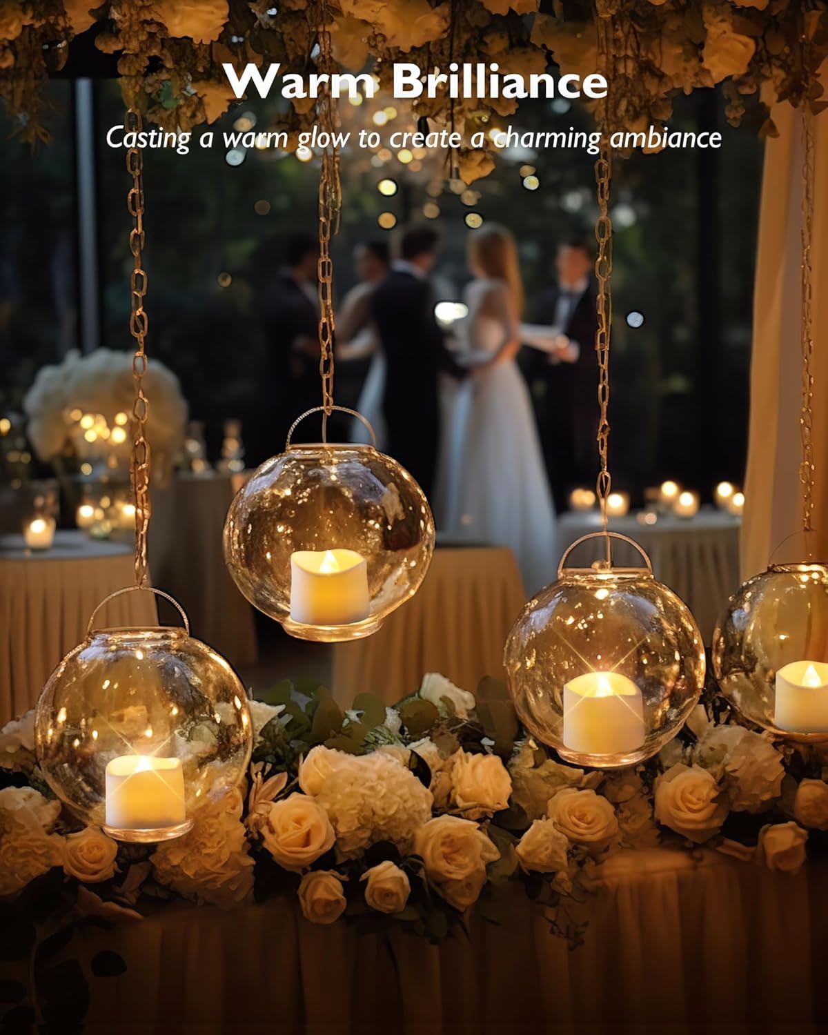 24 flickering flameless candles, simulated LED tea candles, suitable for various festival and event venues.