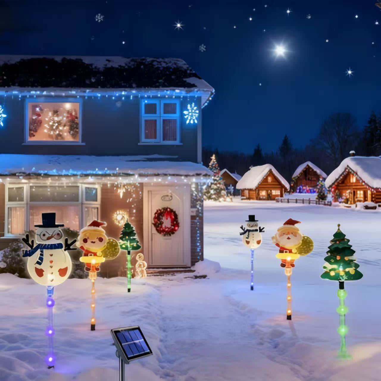 Christmas decorations 40% off, solar-powered LED lighting effects.