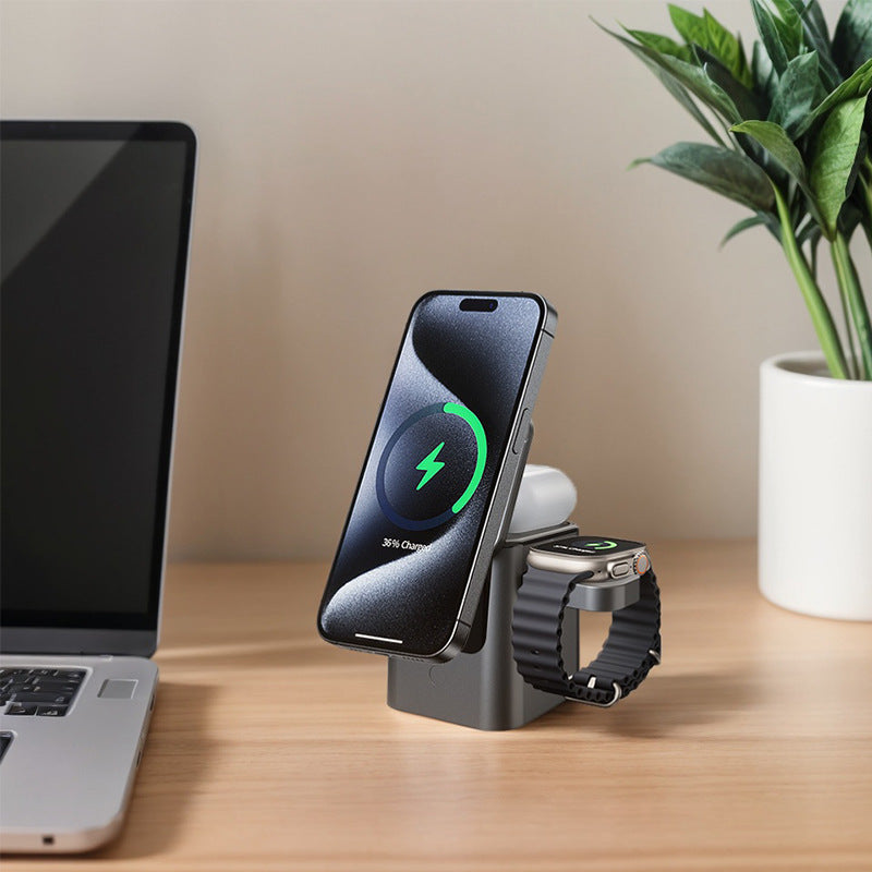 Apple Mobile Phones, Watches, Earphones, Portable Detachable Fast Charging Charger, New Three-In-One Wireless Charger
