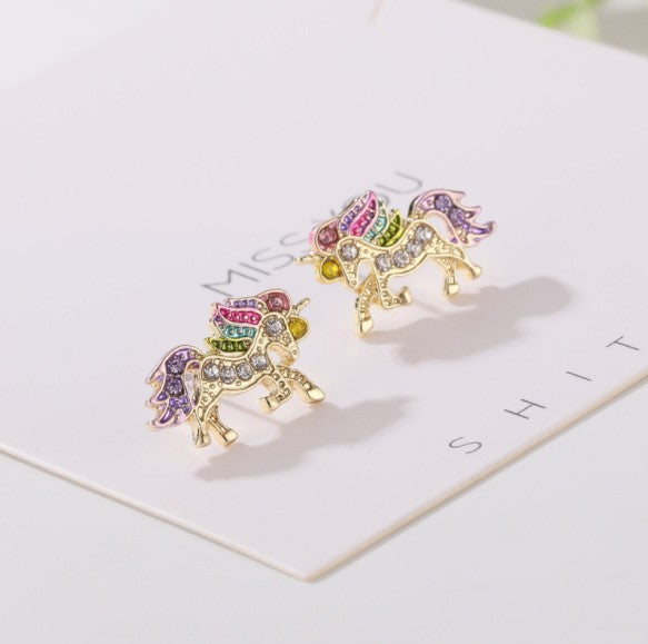 Most popular unicorn ring, bracelet, necklace, earrings, colorful pony set