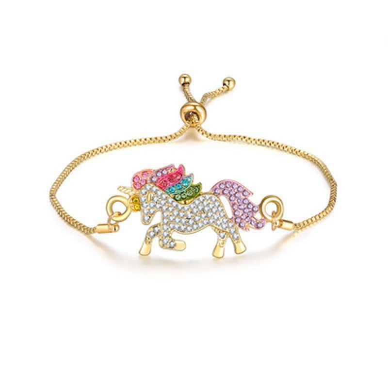Most popular unicorn ring, bracelet, necklace, earrings, colorful pony set