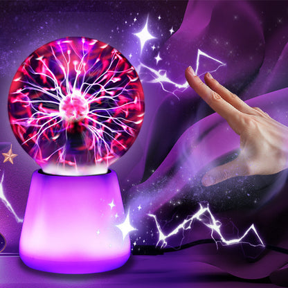 3.5 Inch Plasma Ball Lamp - Touch and Sound Sensitive Electric Globe with Lightning Effects - Plug-in Energy Ball for Parties, Room Decor, and STEM Learning - Static Electricity Sphere for Kids