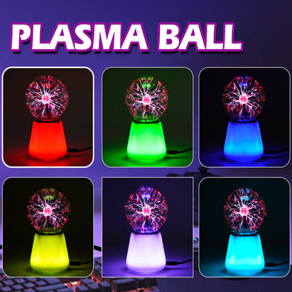 3.5 Inch Plasma Ball Lamp - Touch and Sound Sensitive Electric Globe with Lightning Effects - Plug-in Energy Ball for Parties, Room Decor, and STEM Learning - Static Electricity Sphere for Kids