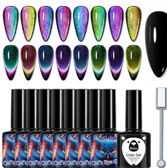 Christmas Gift idea 49 OFF Glitter Rainbow Cat Eye Gel Nail Polish