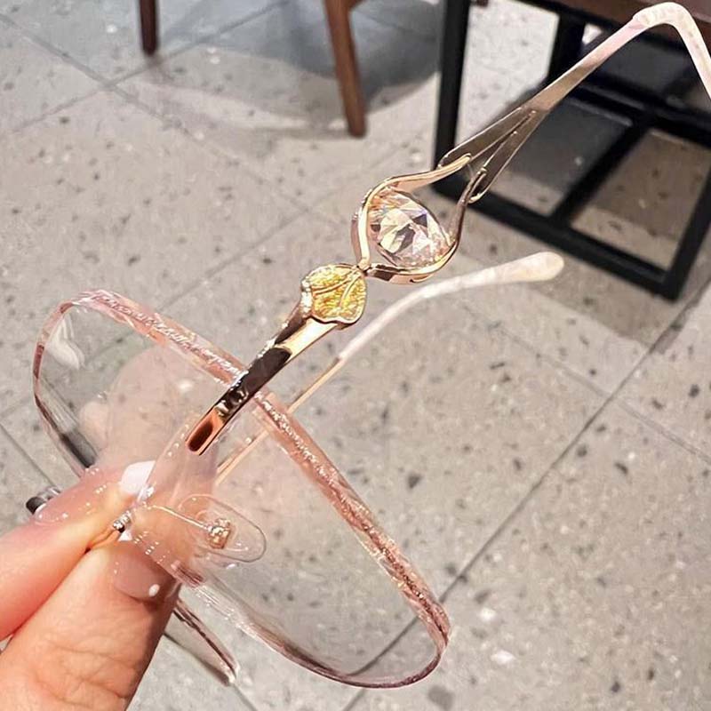 💥New Arrival✨Women's Synthetic Diamonds Rimless Anti Blue Light Glasses